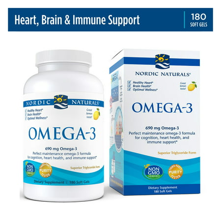 Nordic Naturals Omega-3 Softgels Lemon 690 mg Fish Oil 180 Ct - 768990037603