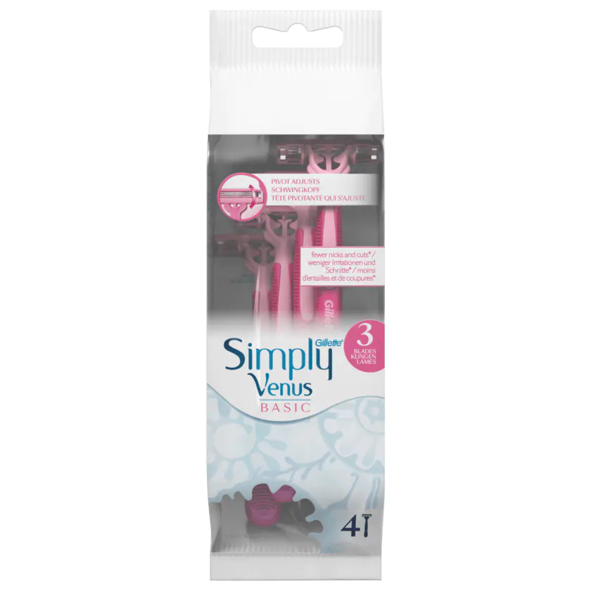 Gillette Simply Venus Einwegrasierer 3 Klingen, 4 Stück - 7702018456895