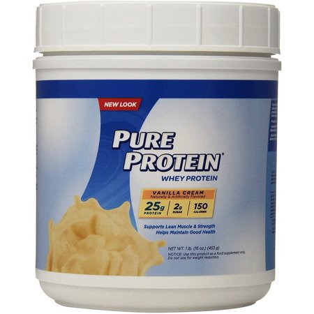 Pure Protein Powder, Whey, High Protein, Low Sugar, Gluten Free, Vanilla Cream, 1 lb - 772195132933