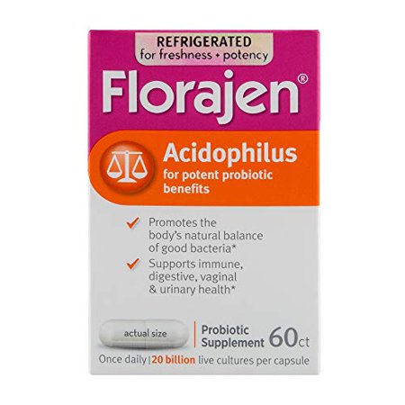 Florajen Acidophilus High Potency Refrigerated Probiotics Supports Overall Health 20 Billion CFUs for Potent Probiotic Benefits 60 Capsules - 772195138904