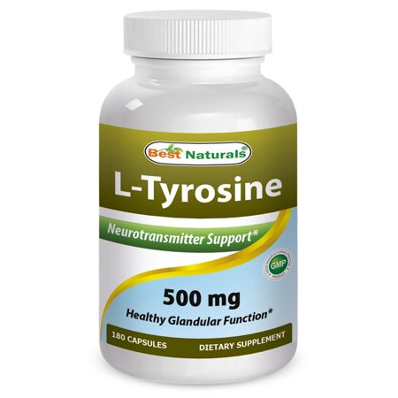 Best Naturals L-Tyrosine 500 Mg 180 Capsules - Supports Mental Alertness, Energy, Focus, Healthy Glandular Function and Balance - 772195290626