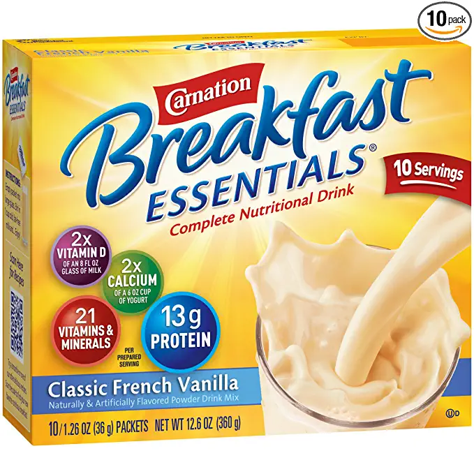  Carnation Breakfast Essentials Powder Drink Mix, Classic French Vanilla, 12.6 Oz (Pack of 10)  - 050000530625