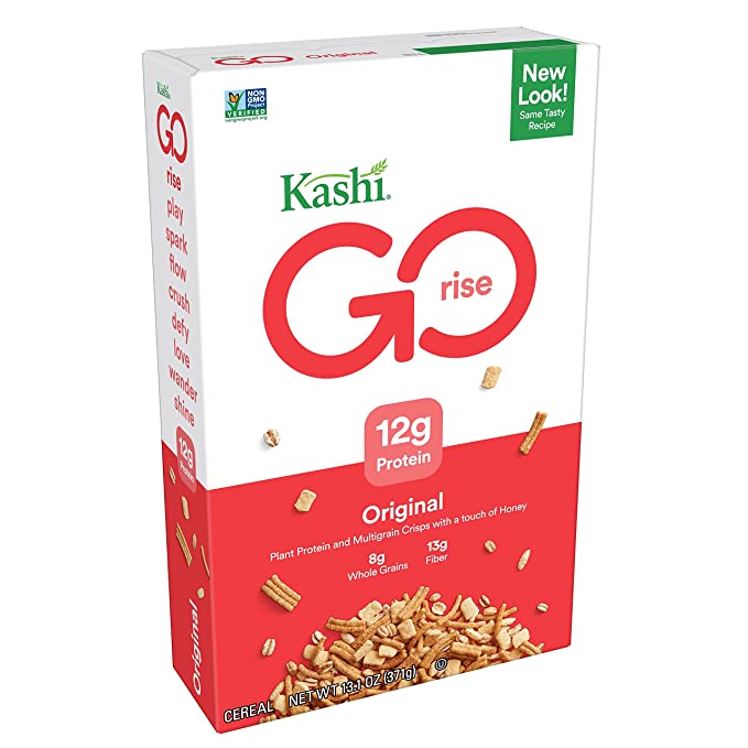  Kashi GO Breakfast Cereal, Vegetarian Protein, Fiber Cereal, Original, 8.2lb Case (10 Boxes) - 018627740001