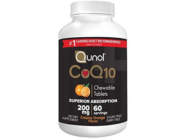 Qunol CoQ10 200mg, Superior Absorption Natural Supplement Form of Coenzyme Q10, Antioxidant for Heart Health, Chewable Tablet, Creamy Orange. - 777641947338