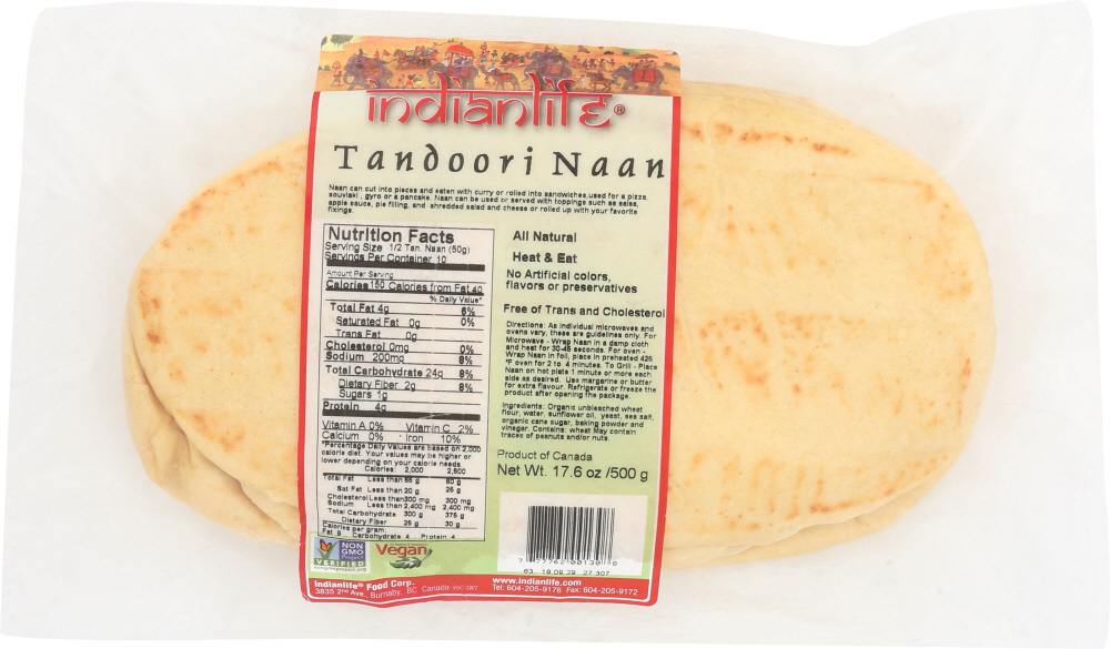 INDIANLIFE: Tandoori Nan – Non GMO, 500 gm - 0777762001308