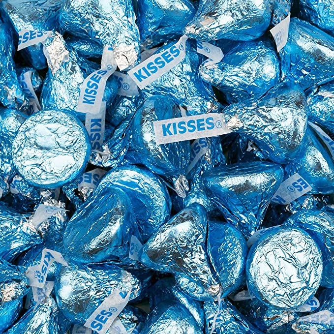  1lb Light Blue Hershey Kisses Candy (Approx. 100 pcs) - Milk Chocolate  - 778477390503