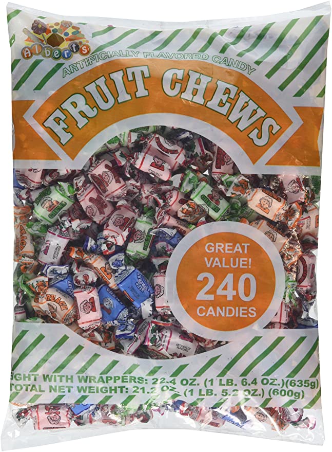 Albert's Chews Fruit Assorted Bag, 240 Piece, 21.2 Ounce - 072084018196