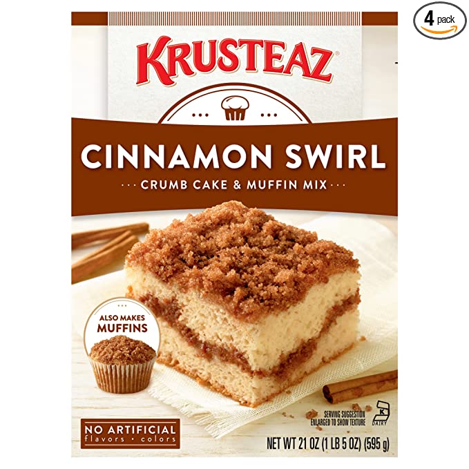  Krusteaz Cinnamon Swirl Crumb Cake and Muffin Mix, 21-Ounce Boxes (Pack of 4)  - 041449111407