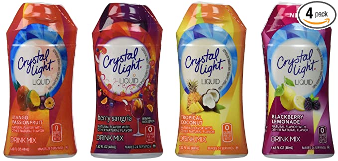 Crystal Light Liquid Variety Drink Mix 1.62 Fl Oz Mango Passionfruit, Berry Sangria, Tropical Coconut, Blackberry Lemonade (4 Pack) - 747865504570