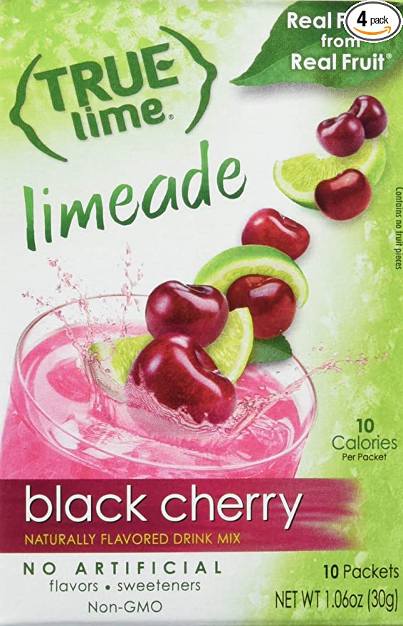  True Black Cherry Limeade Drink Mix, 10 Count, Pack of 4  - 778894723083