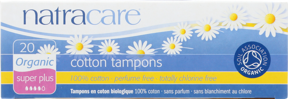 NATRACARE: Organic All Cotton Super Plus Tampons, 20 Tampons - 0782126002020