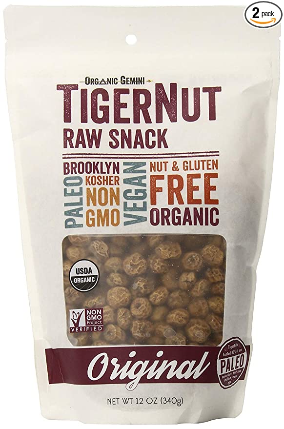  Tigernut – Ready to Eat Dry Tiger Nuts – Low Calorie Gemini Tiger Nuts 12oz (2-Pack) – Vegan, Gluten Free, High Fiber Raw Tiger Nuts – Organic, Nut Free Large Tigernuts for Digestive and Heart Health - 782150724462