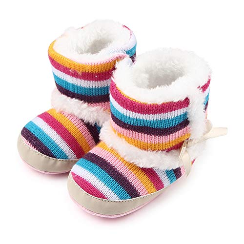  Baby boots For Newborn Super Keep Warm Winter Snow Boots Colorful Striped Baby Girl Shoes (7-12months_12cm)  - 782890610599