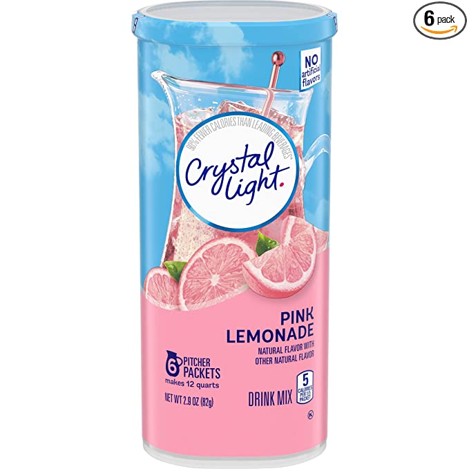  Crystal Light Pink Lemonade Drink Mix (36 Pitcher Packets, 6 Canisters of 6)  - 783399807299