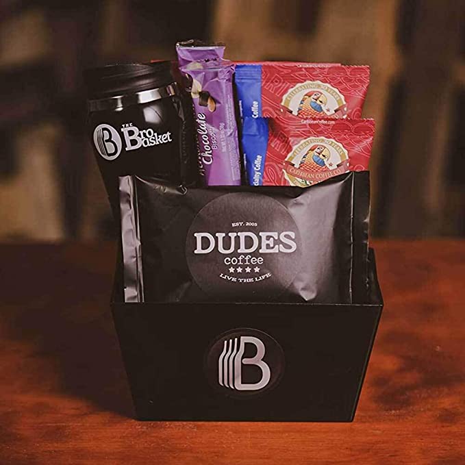  The BroBox Premium Healthy Coffee Lovers Care Package | Packed with Nonni's Dark Chocolate, Almond Biscotti, Caribbean, Dude Coffee, Travel Mug | Great Mornings Gift Basket  - 783586921715