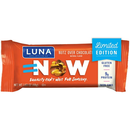 LUNA BAR - Gluten Free Snack Bar - Nutz Over Chocolate Flavor - (1.69 Ounce Snack Bars, 15 Count)(Packaging May Vary) - 783854866441