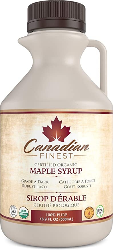 CANADIAN FINEST Maple Syrup | #1 Rated Maple Syrup on Amazon - 100% Pure Certified Organic Maple Syrup from Family Farms in Quebec, Canada - Grade A Dark (Formerly Grade B),16.9 fl oz (500mL) - 784672251211
