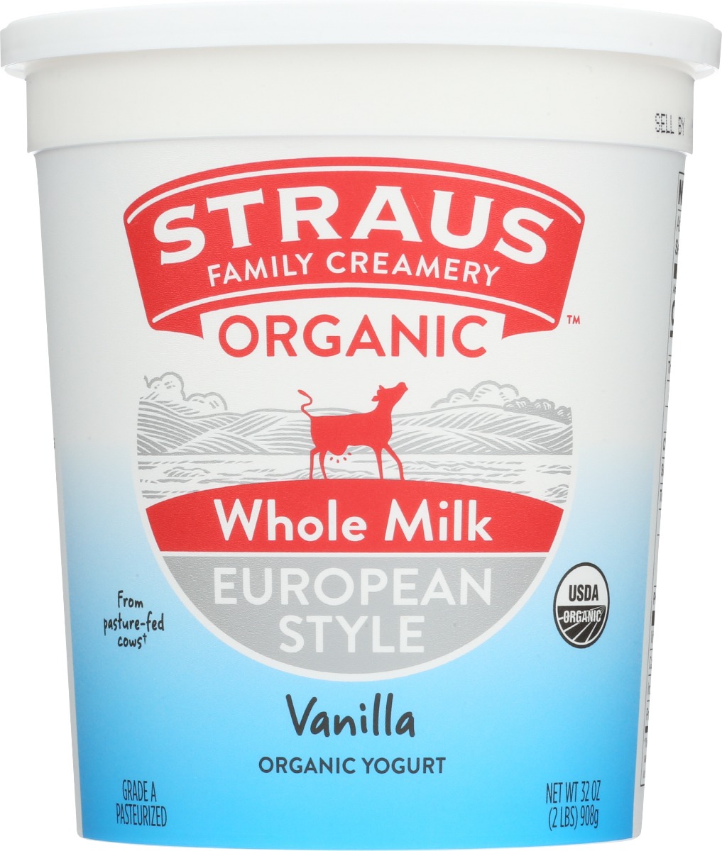 STRAUS: Organic Whole Vanilla European Style Yogurt, 32 oz - 0784830000828