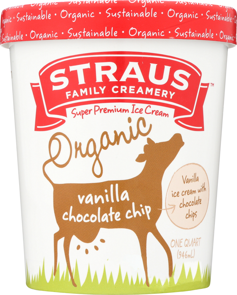 Vanilla Chocolate Chip Sweet Cream, Organic Vanilla & Rich Chocolate Chips Super Premium Ice Cream, Vanilla Chocolate Chip - 784830100023