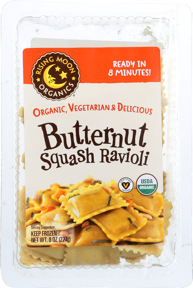 RISING MOON: Organic Butternut Squash Ravioli, 8 oz - 0785030555576