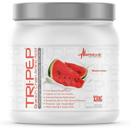 Metabolic Nutrition - TRIPEP Watermelon - Tri-Peptide Branch Chain Amino Acid BCAA Powder Pre Intra Post Workout Supplement 400 Grams (40 Servings) *EN - 785571066074