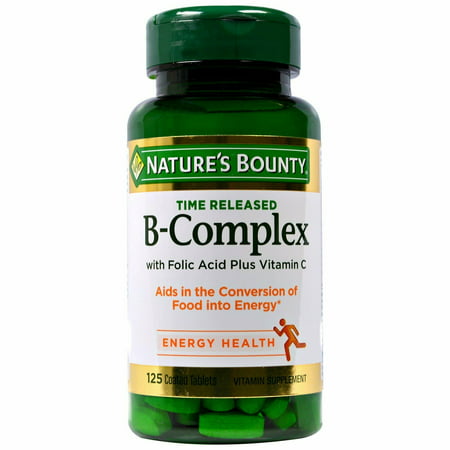 Nature s Bounty B-Complex Time Released w/ Folic Acid & Vitamin C 125ct - 785923034928