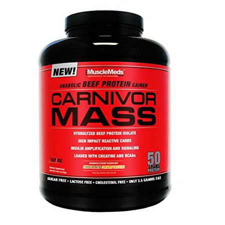 MuscleMeds Carnivor Mass Anabolic Beef Protein Gainer, Chocolate Peanut Butter, 6 Pounds - 785923689272
