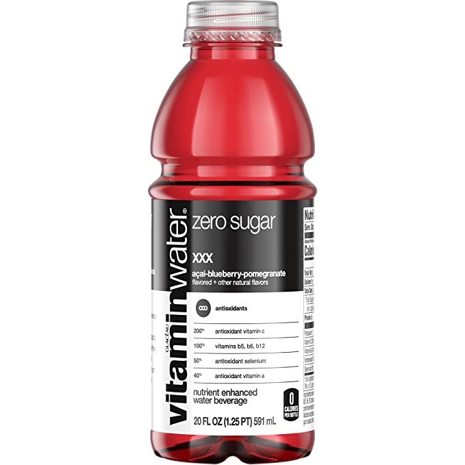 vitaminwater zero xxx, electrolyte enhanced water w/ vitamins, açai-blueberry-pomegranate drink, 20 fl oz - 786162002969