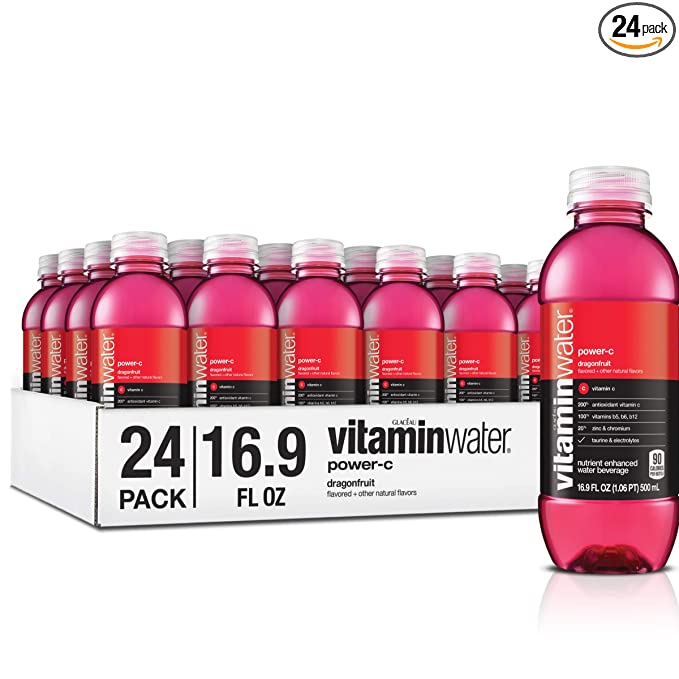  vitaminwater power-c electrolyte enhanced water w/ vitamins, dragonfruit drinks, 16.9 Fl Oz (Pack of 24)  - 786162005267