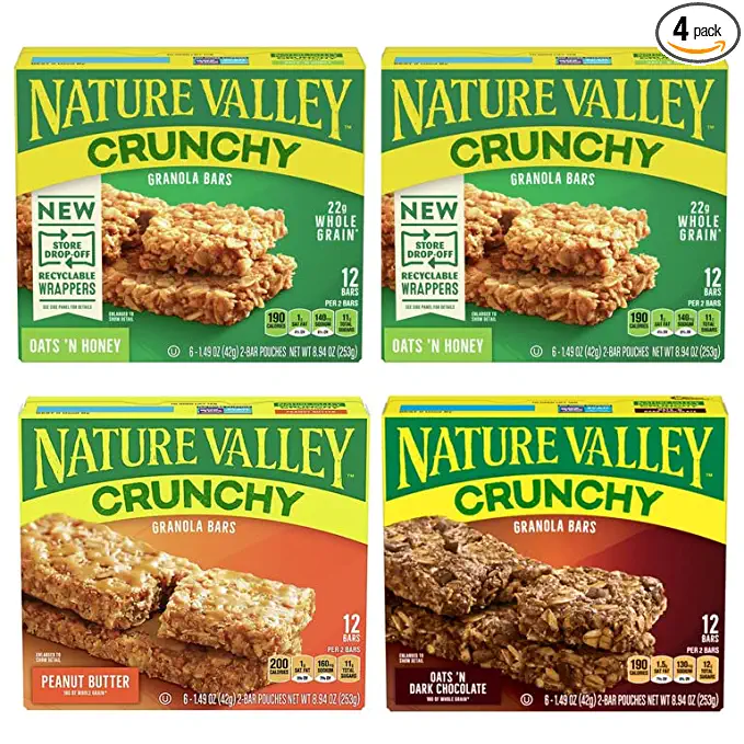 Nature Valley Granola Bars Variety Pack - Oats N Honey, Oats N Dark Chocolate, Peanut Butter, Peanut Butter Dark Chocolate (4 Pack) - 787269019119