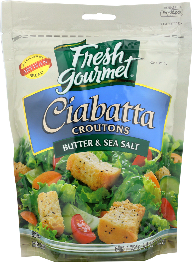 FRESH GOURMET: Ciabatta Croutons Butter And Sea Salt 4.5 Oz - 0787359103759