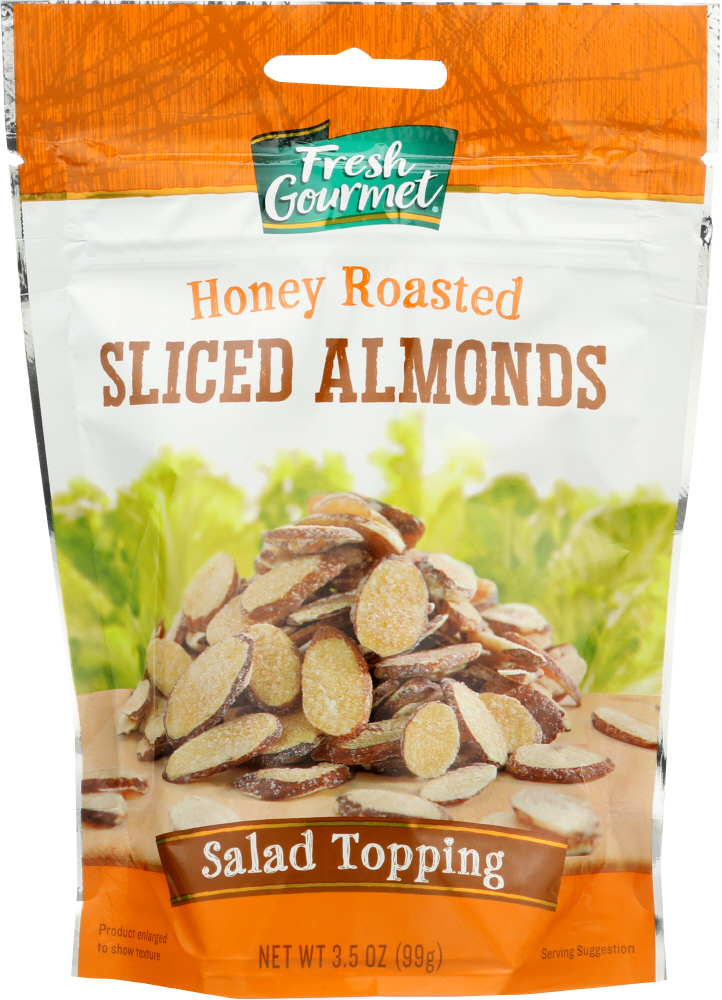 FRESHGOURMET: Sliced Almonds Honey Roasted, 3.5 oz - 0787359177002