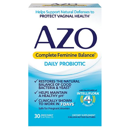 AZO Complete Feminine Balance Daily Probiotic for Women Supports Vaginal Health 30 ct - 787651760162