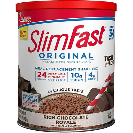 SlimFast Original Rich Chocolate Royale Meal Replacement Shake Mix – Weight Loss Powder – 31.18 Oz Canister – 34 Servings - 787794004444