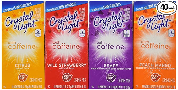 Crystal Light With Caffeine Variety Pack (40 Total Packets) Gluten Free - 788454618735