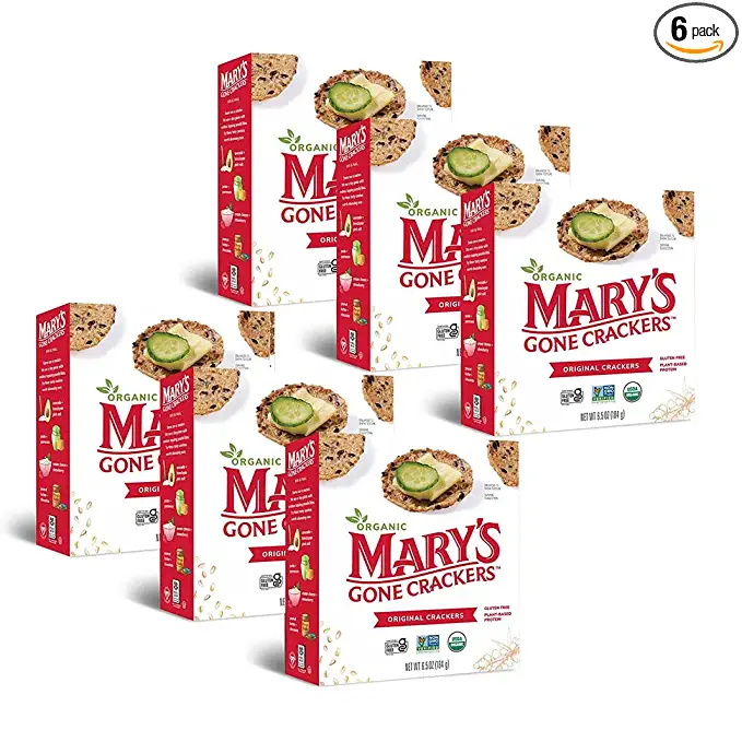  Mary's Gone Crackers Original Crackers, 6.5 Ounce (Pack of 6), Organic Brown Rice, Flax & Sesame Seeds, Gluten Free  - 788490745884