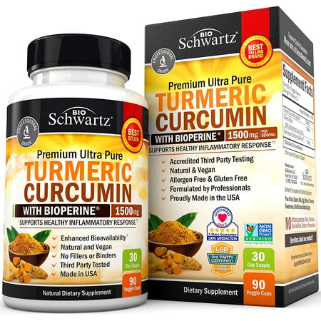 Turmeric Curcumin with BioPerine 1500mg - Natural Joint & Healthy Inflammatory Support with 95% Standardized Curcuminoids for Absorption & Potency - Non-GMO Gluten Free Capsules with Black Pepper - 789993663361