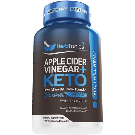 5X Potent Apple Cider Vinegar Capsules Plus Keto Bhb Salts - Fat Burner and Weight Loss Supplement Detox Formula for Women and Men 120 Vegan Pills - 789993666386