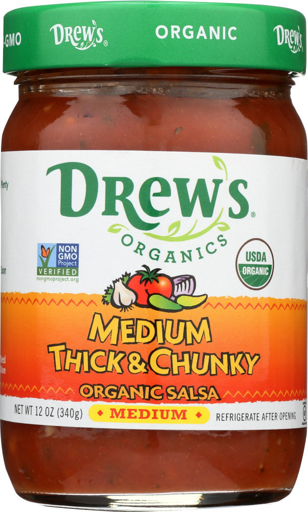 DREW’S: Organic Thick & Chunky Medium Salsa, 12 oz - 0790874001028