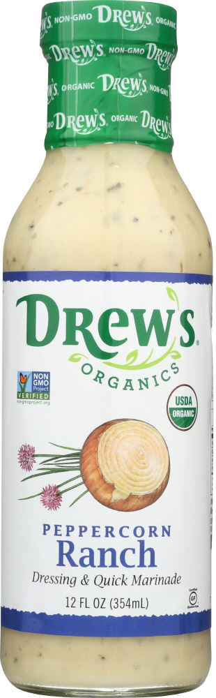 DREWS: Dressing Peppercorn Ranch Organic, 12 oz - 0790874374160