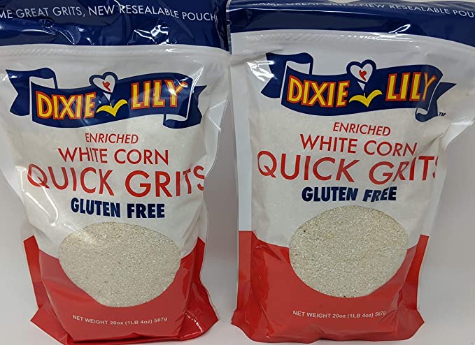 Dixie Lily White Grits Bundle - 2 x 20 oz Bags of White Dixie Lily Grits, Dixie Lily Grits White, Enriched White Corn Grits, Bundled with Recipes - 791374702187