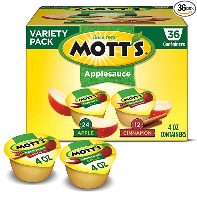  Mott's Apple & Cinnamon Variety Pack Applesauce, 4 Ounce Cup, Pack of 36  - 014800211719