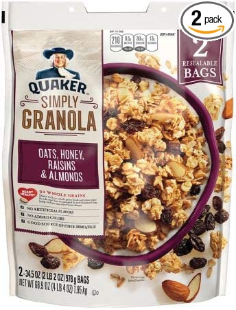  Quaker Simply Granola Oats, Honey, Raisins and Almonds, (2 pk./34.5 oz.) x2 AS  - 793066087565