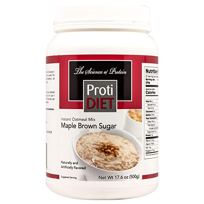 ProtiDiet High Protein Maple Brown Sugar Oatmeal, 15g Protein, Low Calorie, Low Carb, Low Fat, Sugar Free, Instant Diet Oatmeal Mix, KETO Friendly, Ideal Protein Compatible, 20 Serving Jug - 793150496969