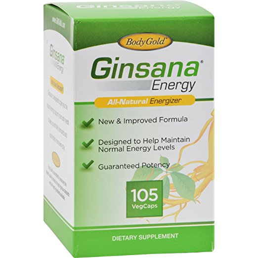 Body Gold Ginsana Energy Capsules, 105 Counts - 793190010286