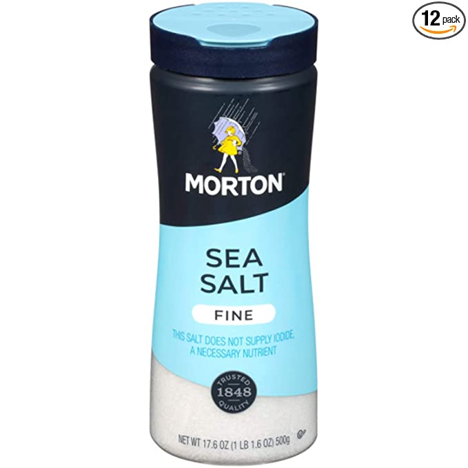 Morton All Purpose Sea Salt, Fine, 17.6 Ounce (Pack of 12) - 793244651267