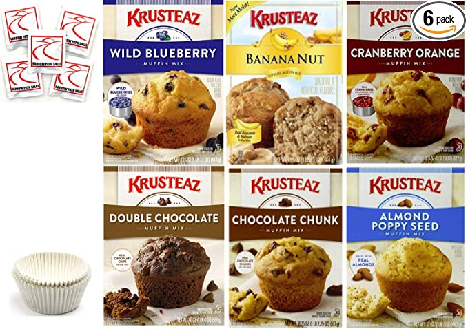 Krusteaz Muffin Mix Variety Pack + Baking Liner. Flavors - 793283963741