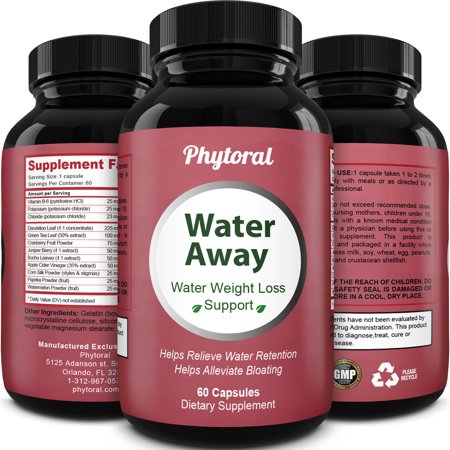 Water Away by Phytoral Natural Diuretic for Weight Loss Detox Cleanse 60ct - 793579821939