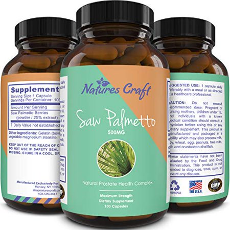 Natures Craft's Saw Palmetto Extract Berry Hair Loss Supplement for Hair Growth for Women and Men, Potent Prostate Support Pills with Pure Saw Palmetto 25% a Natural Acne Skin Care 500 mg - 793611598805