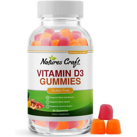 Vitamin D Gummies - Nature s Craft Vitamin D3 Gummies 60ct 2000IU for Immune Support & Bone Strength - Delicious Gummy Vitamins for Adults - 793611599673